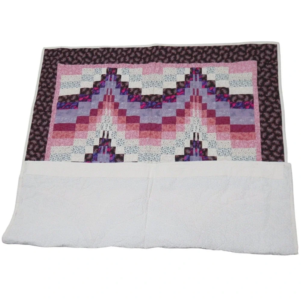 Handmade Bargello Quilt Throw or Wall Hanging Purple Pink Paisley Patchwork